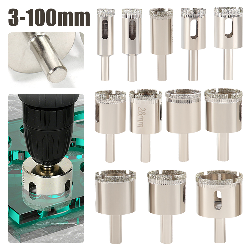 Core Drill Bit Diamond 100Mm - ดอกสว่านเจาะกระจกเคลือบเพชร ขนาด 3-100 มม. 1 ชิ้น