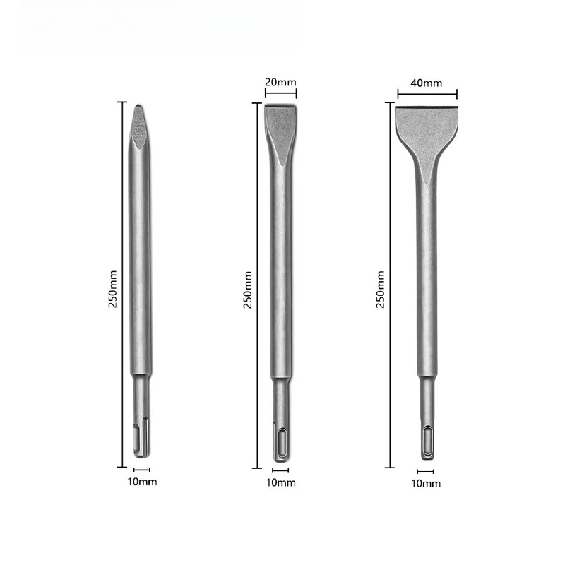 Rotary Hammer Chisel Bit Flat - ดอกสว่านเจาะคอนกรีตสำหรับงานก่ออิฐ, สิ่วขูดแบบปลายแบน เหมาะสำหรับชุดสิ่ว SDS-Plus สำหรับสว่านโรตารี่