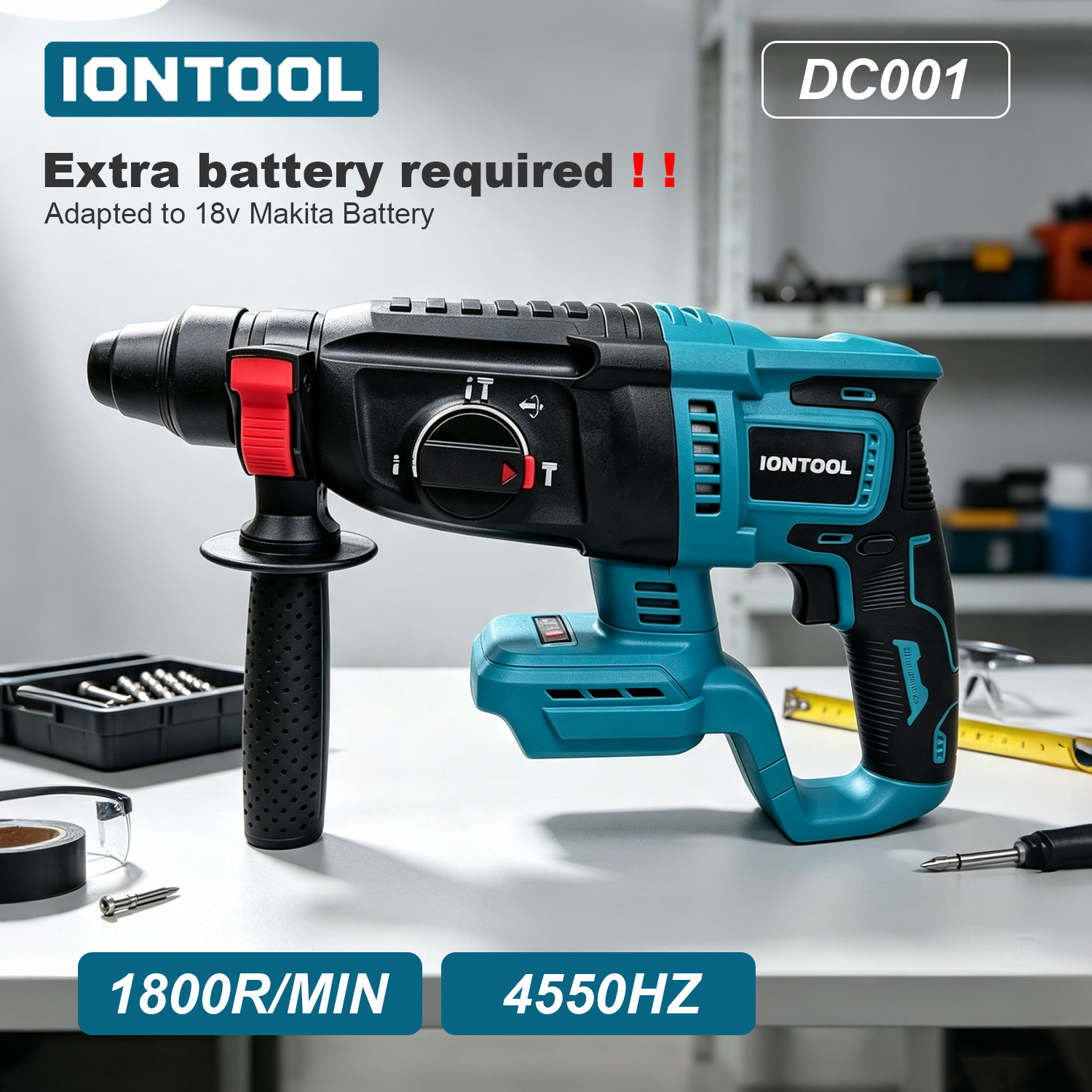 Rotary Hammer Drill 26Mm - IONTOOL 18V 26มม. 4550BPM สว่านโรตารี่ไร้แปรงถ่าน 1800RPM