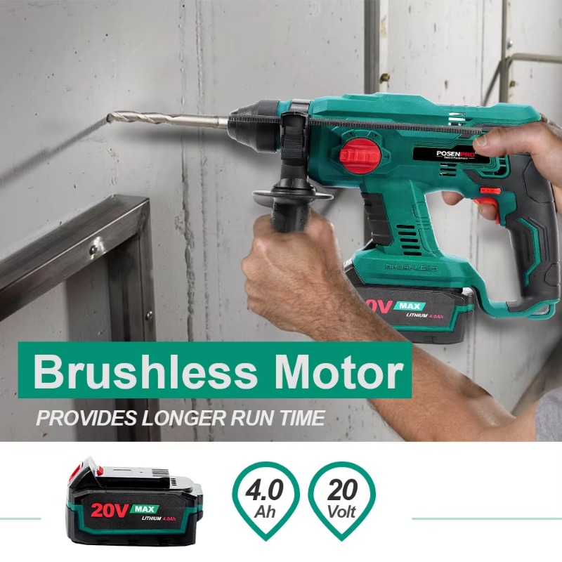 สว่านโรตารี่ไร้สาย 20V แบบไม่ม - Cordless Rotary Hammer 20V Brushless บทวิจารณ์และราคา