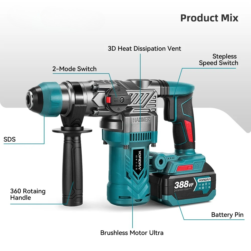 สว่านกระแทกไร้สายแบบไร้แปรงถ่า - Rotary Hammer Drill 26Mm บทวิจารณ์และราคา
