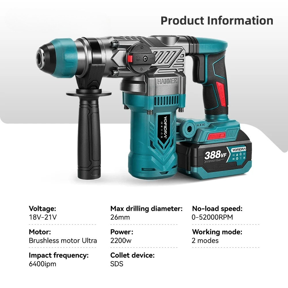 สว่านกระแทกไร้สายแบบไร้แปรงถ่า - Rotary Hammer Drill 26Mm บทวิจารณ์และราคา