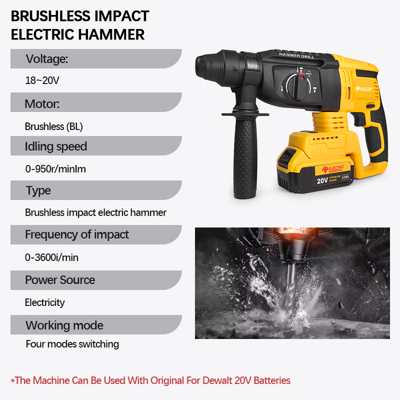 สว่านกระแทกไร้สายแบบไร้แปรงถ่า - Cordless Rotary Hammer 20V Brushless บทวิจารณ์และราคา