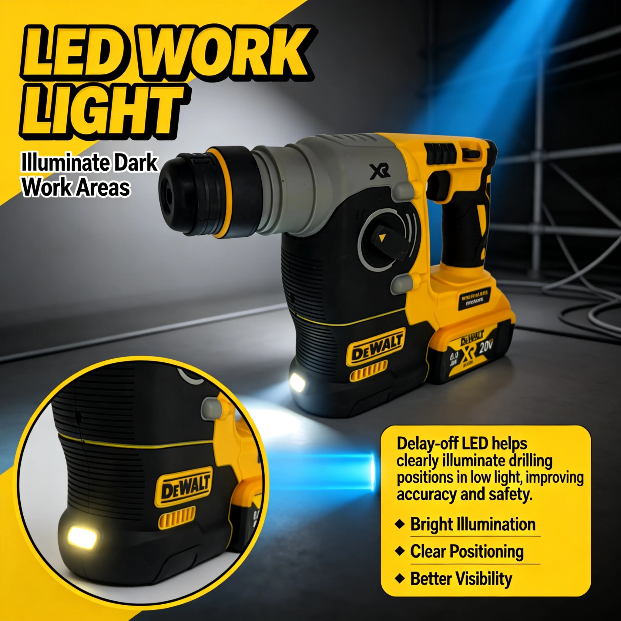 สว่านโรตารี่แบบใช้แบตเตอรี่ DE - Cordless Rotary Hammer 20V Brushless บทวิจารณ์และราคา