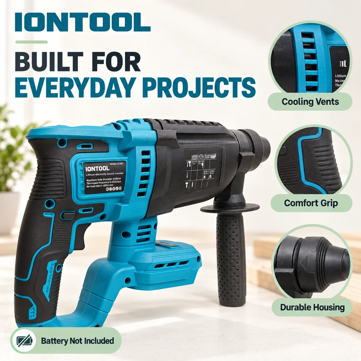 เครื่องเจาะกระแทกไร้สาย IONTOO - Rotary Hammer Drill 26Mm บทวิจารณ์และราคา