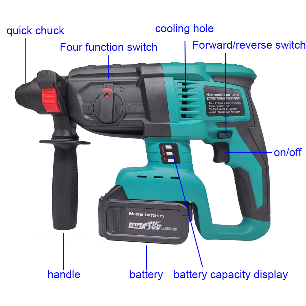 สว่านค้อนโรตารี่ไร้สายไร้แปรงถ - Rotary Hammer Drill 26Mm บทวิจารณ์และราคา