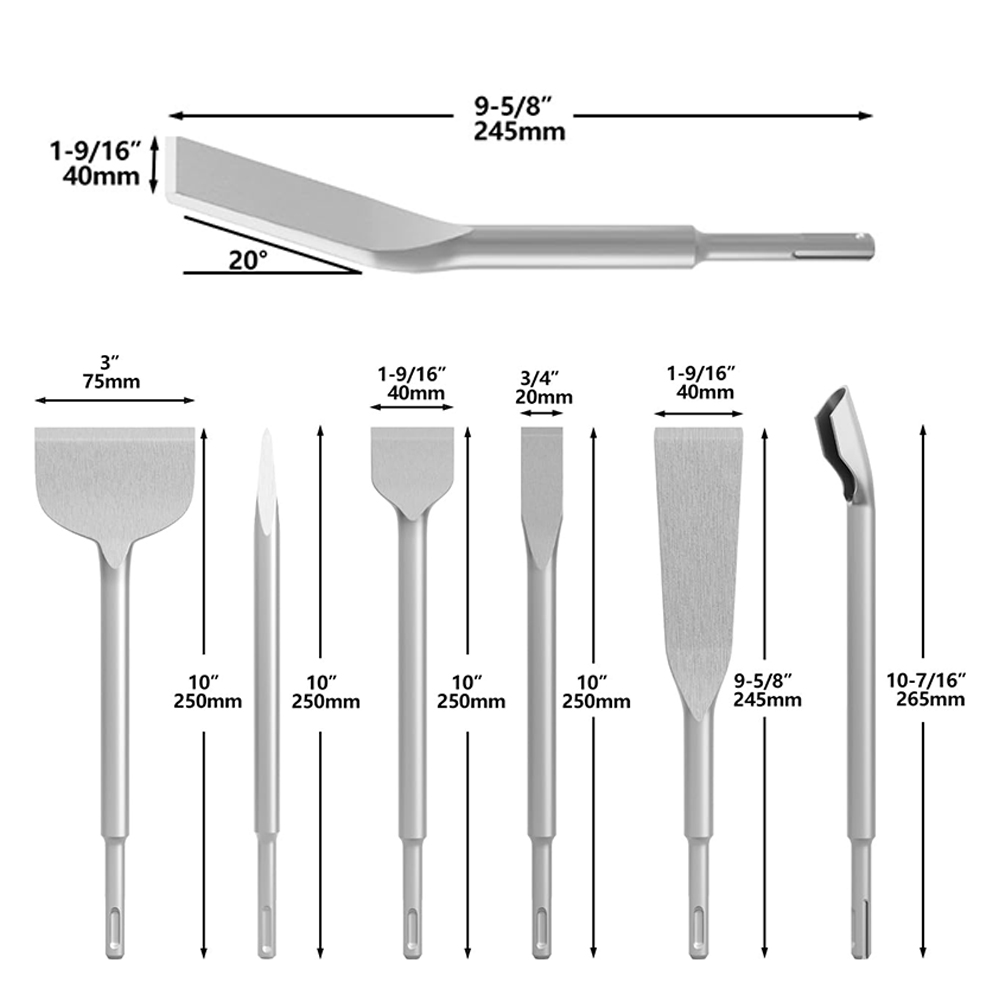 7 ชิ้นชุดสิ่ว SDS Plus สว่านโร - Rotary Hammer Chisel Bit Flat บทวิจารณ์และราคา